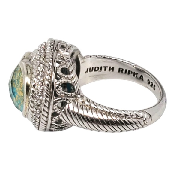 Judith Ripka Sterling Silver Heart Shaped Turquoise Doublet Ring Size 7 #21158 - Picture 2 of 9